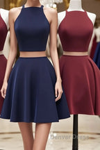 Simple two pieces short prom Dress, homecoming Dresses