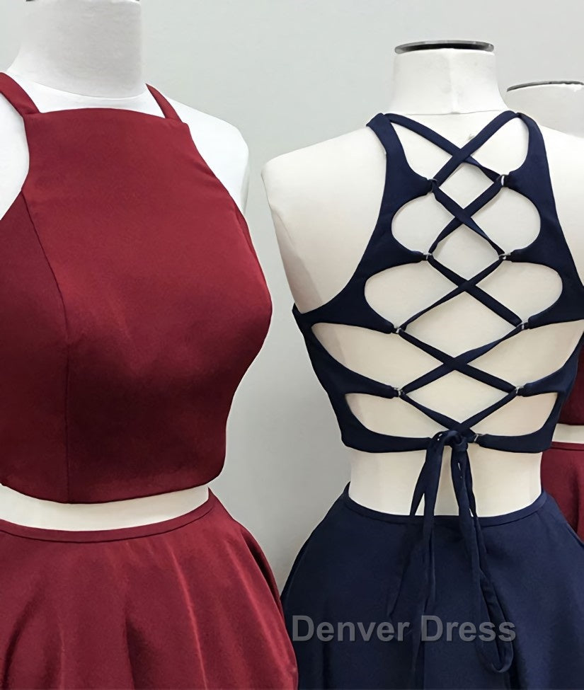 Simple two pieces short prom Dress, homecoming Dresses