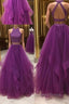 Simple two pieces tulle long prom Dress, tulle Prom Dresses