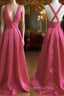 Simple V Neck Long Prom Dresses, Evening Dresses, Formal Dresses