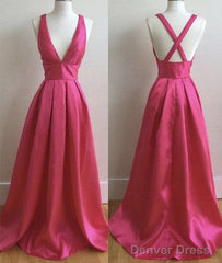 Simple V Neck Long Prom Dress, Evening Dress, Formal Dress