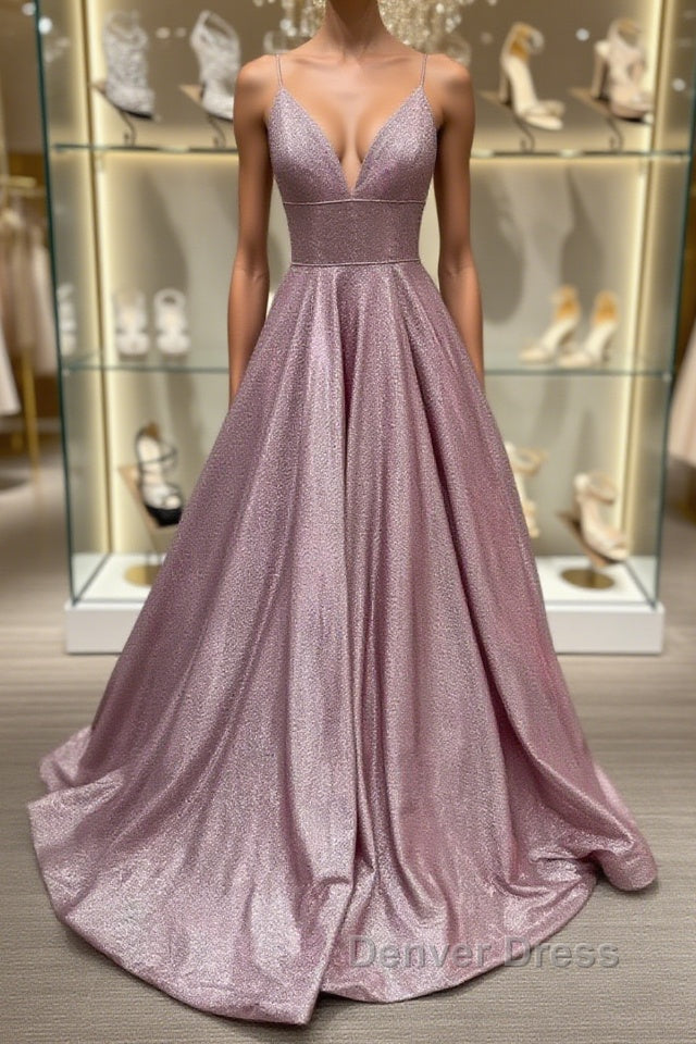 Simple v neck long prom Dress, v neck long Prom Dresses