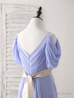 Simple V Neck Off Shoulder Chiffon Long Prom Dress Evening Dress