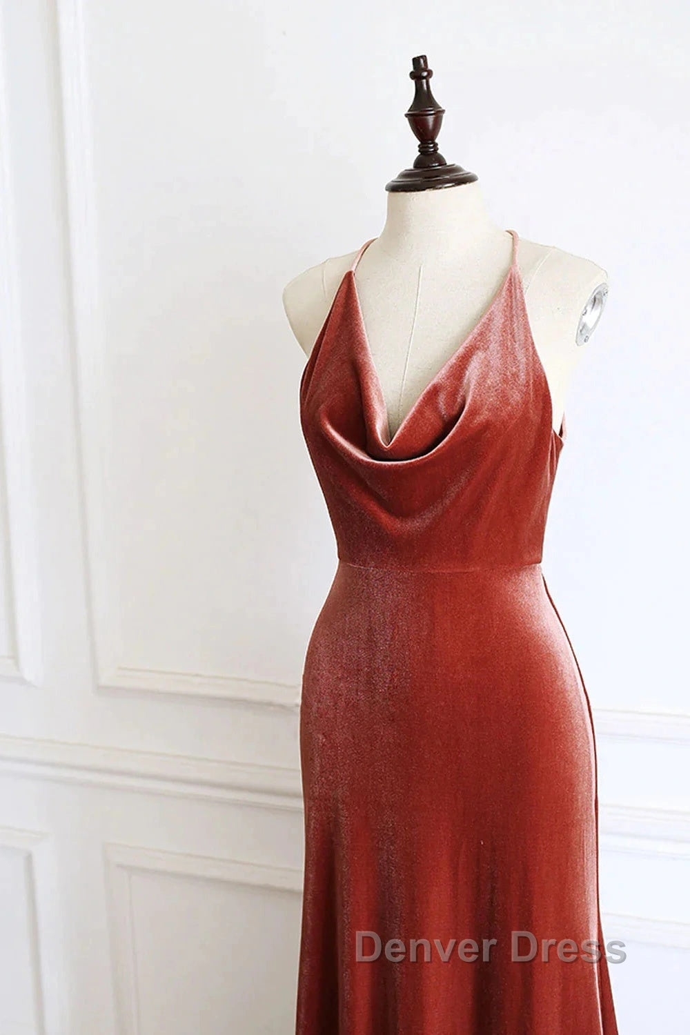 Simple V Neck Velvet Prom Dress Mermaid Long Wedding Guest Dresses
