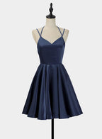 Simple V-Neckline Short Straps Halter Homecoming Dress,Teen Dress, Summer Dresses