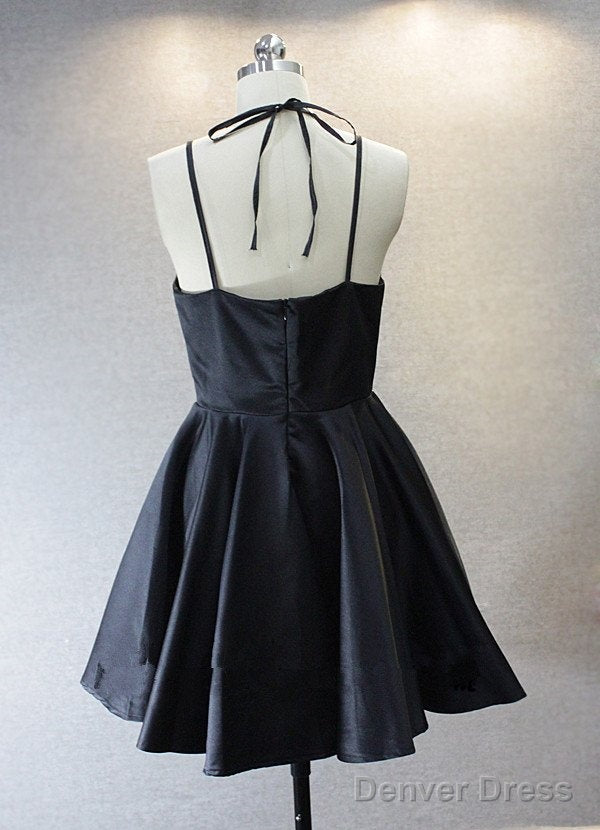 Simple V Neckline Short Straps Halter Homecoming Dress,Teen Dress, Summer Dresses