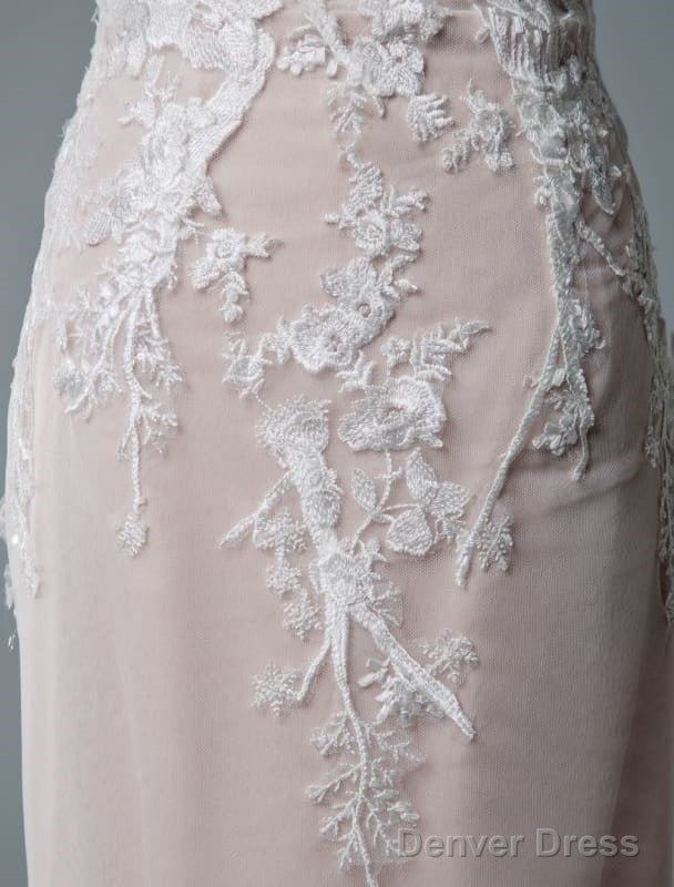 Simple Wedding Dresses Mermaid Jewel Neck Short Sleeves Floor Length Customized Lace Bridal Gown With Train