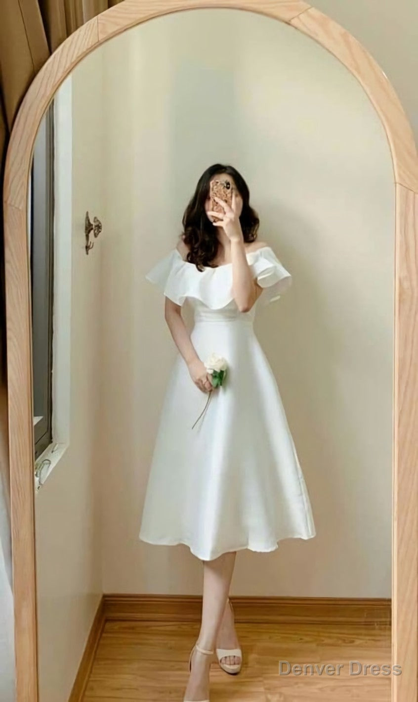 Simple White A Line Evening Party Dress Main image