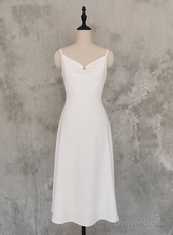 Simple White Spaghetti Straps Short Wedding Dresses Main image