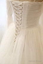 Simple white tulle long prom Dress white tulle bridesmaid Dresses