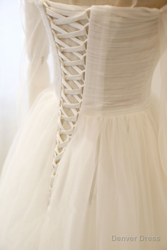 Simple white tulle long prom Dress white tulle bridesmaid Dresses