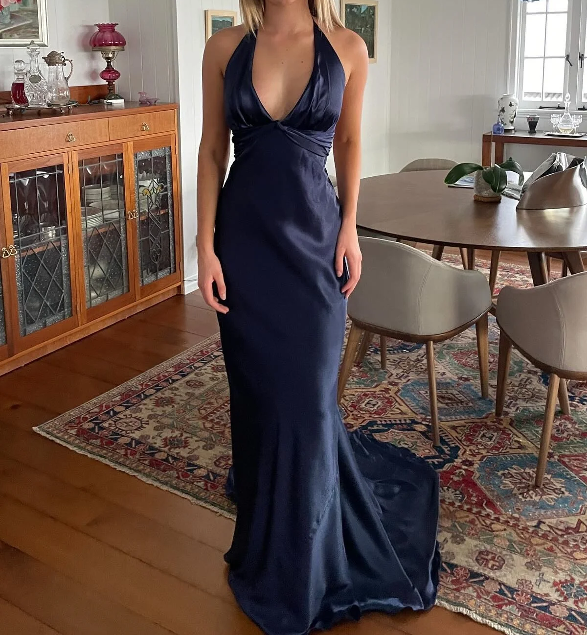 Simple Yellow A-Line Long Prom Dress For Prom&Guest-V Neck Satin Beautiful Backless Prom Dresses