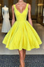 Simple yellow short prom Dress, yellow homecoming Dresses