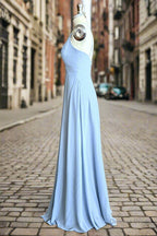 Sky Blue Chiffon Long Bridesmaid Dresses