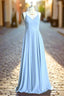 Sky Blue Chiffon Long Bridesmaid Dresses