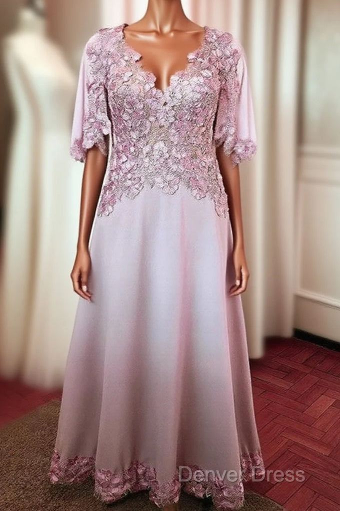 Sleeved Mother Of The Bride Dresses With 3D Flowers Main image