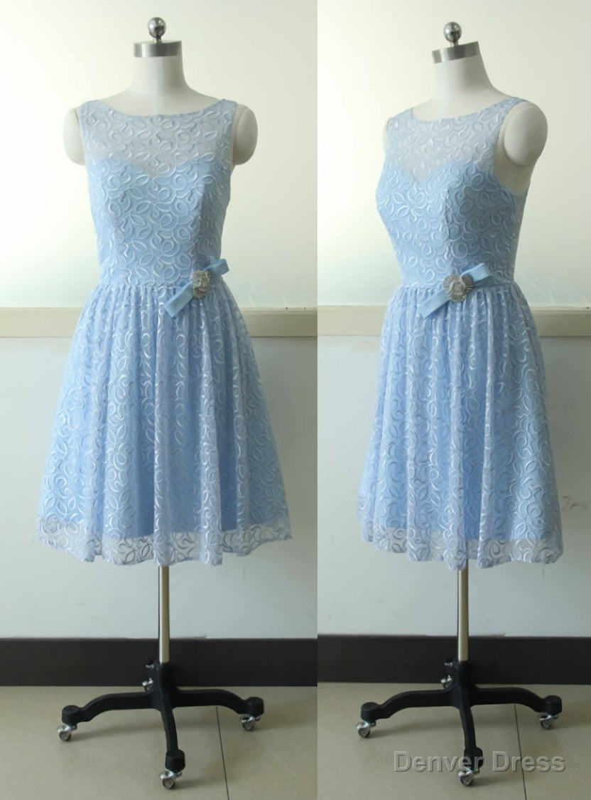 Sleeveless Lace Bridesmaid Dress Blue A Line Bridesmaid Dress Prom Bridesmaid Dresses Main image