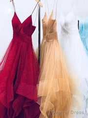 Sleeveless Spaghetti Straps Floor-Length Organza With Ruffles Dresses
