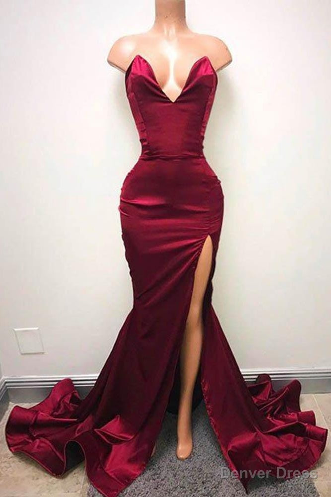 Sleeveless Sweetheart Front Split Chic Sweep Train Prom Gown Main image