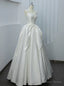 Sleeveless White Satin Strapless Wedding Dresses