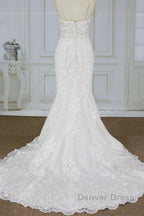 Spaghetti Strap Appliques Mermaid Wedding Dresses