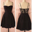 Spaghetti Strap Black Simple Lace Cheap Sexy Homecoming Dresses