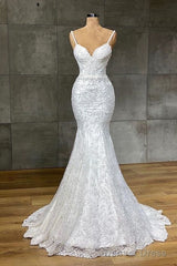 Spaghetti Strap Mermaid Royal Wedding Dress Prom Gown