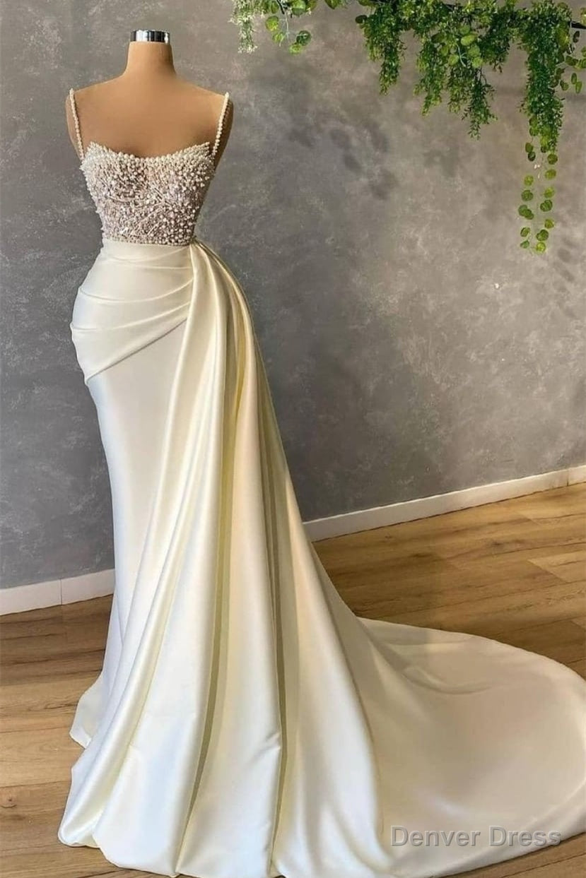 Spaghetti strap Mermaid Sweetheart Sleeveless Sequined Beaded Floor Length Prom Dresses Main image