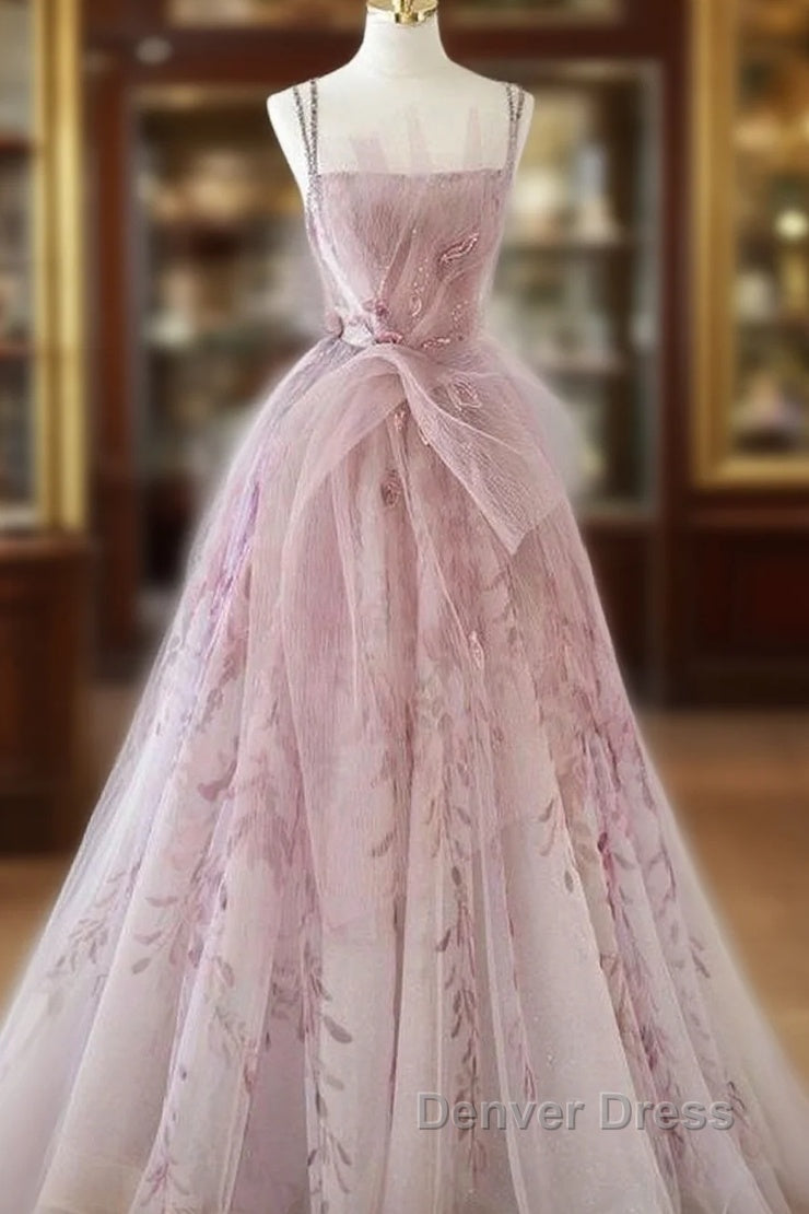 Spaghetti Straps Backless Formal Prom Dresses For Wedding Party Main image