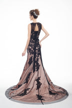 Spaghetti Straps Black Mermaid Prom Dress with Lace