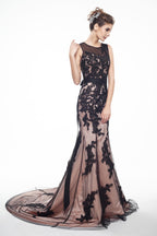 Spaghetti Straps Black Mermaid Prom Dress with Lace