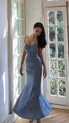 Спиггетті -ремінці Синя русалка Довгі випускні сукні
