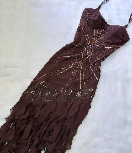 Spaghetti Straps Chiffon Prom Dresses With Beads Long Prom Gown Main image
