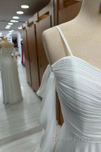 Spaghetti Straps Cold Shoulder Floor Length Chiffon Bridesmaid Dresses