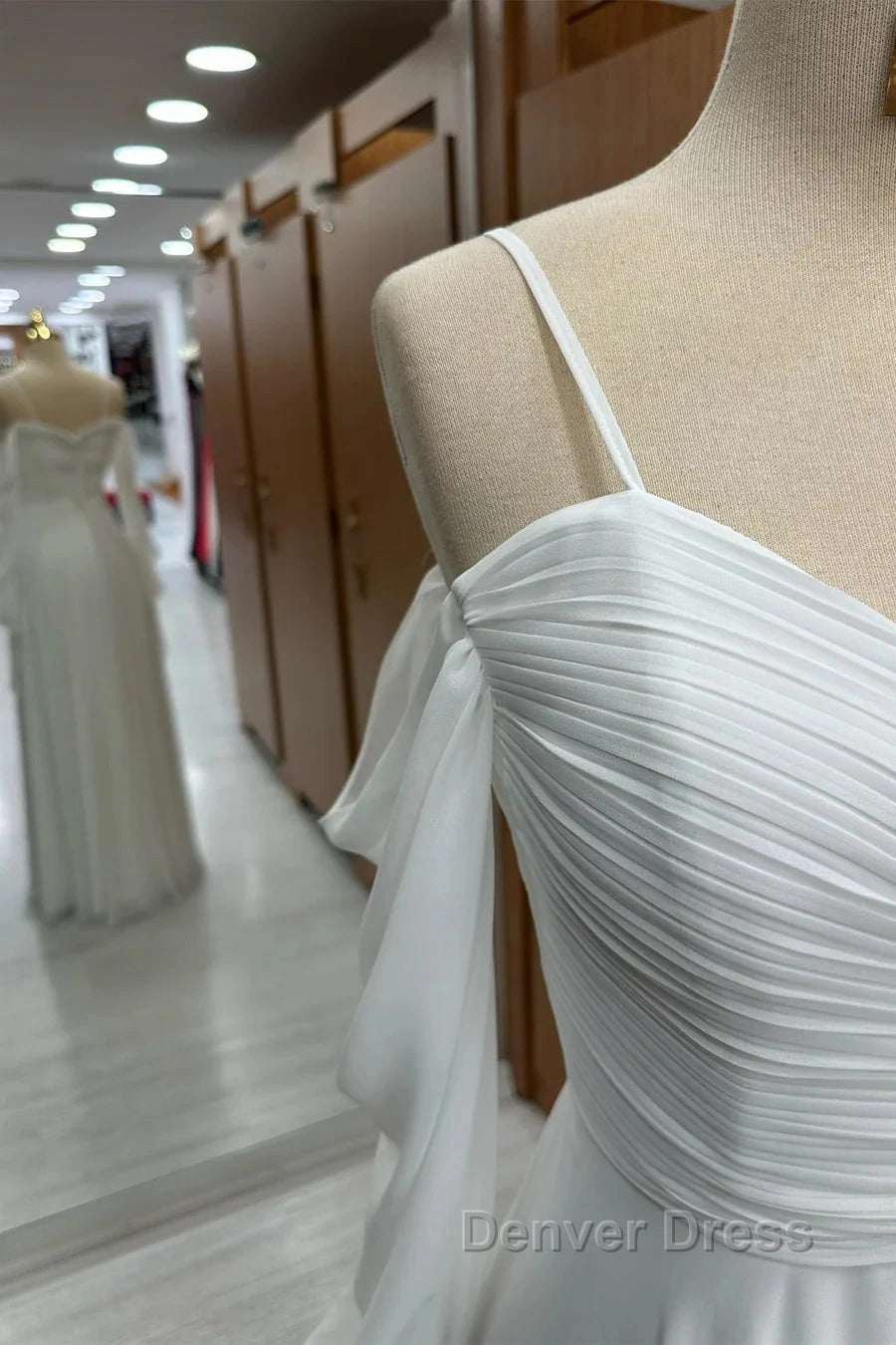 Spaghetti Straps Cold Shoulder Floor Length Chiffon Bridesmaid Dresses