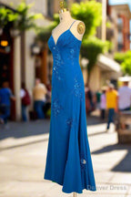 Spaghetti Straps Gorgeous A Line Blue Prom Dress Long Prom Dresses 21th Birthday Outfits