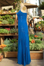 Spaghetti Straps Gorgeous A Line Blue Prom Dress Long Prom Dresses 21th Birthday Outfits