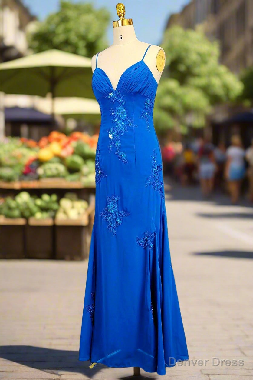 Spaghetti Straps Gorgeous A-line Ocean Blue Prom Dresses Long Evening Dresses 21th Birthday Outfits Secondary image