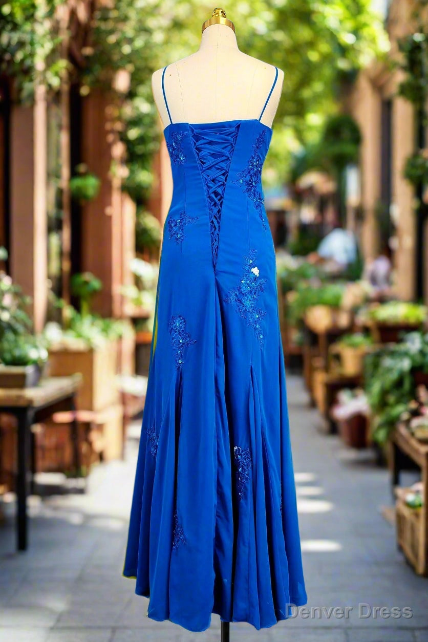 Spaghetti Straps Gorgeous A Line Ocean Blue Prom Dress Long Prom Dresses 21th Birthday Outfits