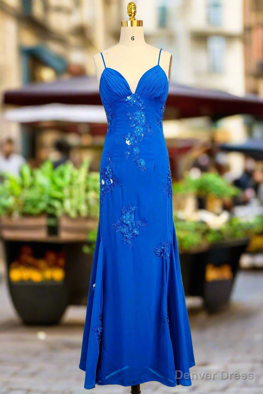 Spaghetti Straps Gorgeous A-line Ocean Blue Prom Dresses Long Evening Dresses 21th Birthday Outfits Main image