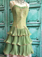 Green Pink Sweet Spaghetti Strap Layered Long Lace Tulle Ball Gowns Prom Dress Coming Of Age Ceremony Dresses