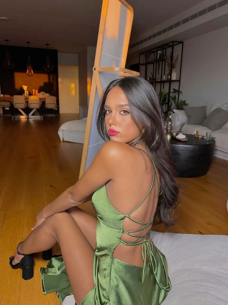 Spaghetti Straps Green Sexy Prom Dress Long Prom Dresses With Split