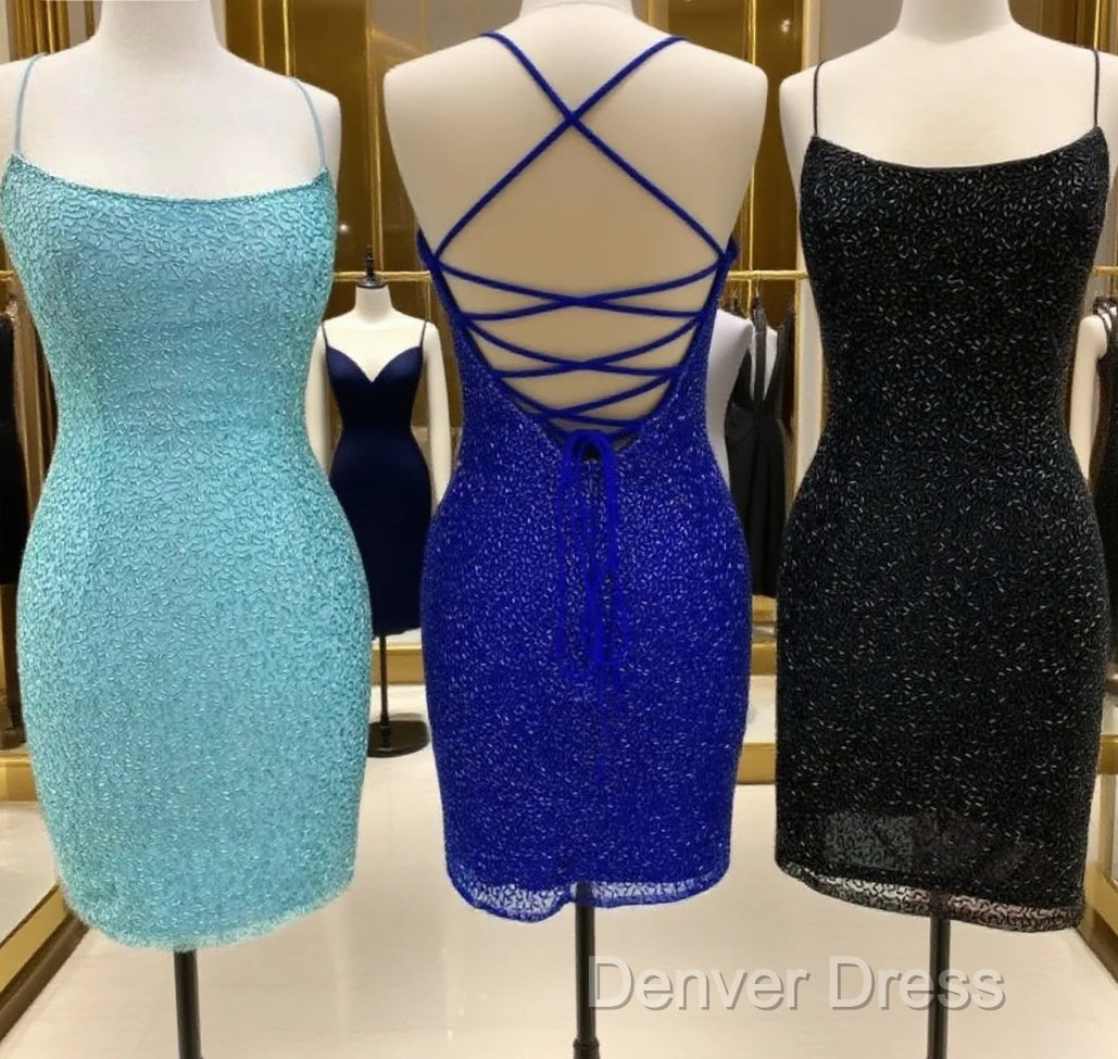 Spaghetti Straps Homecoming Dresses With Criss Cross Back Main image