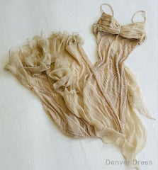 Spaghetti Straps Long Evening Prom Dresses Champagne Dresses