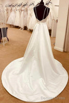 Spaghetti Straps Open Back A Line Wedding Dresses