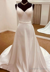 Spaghetti Straps Open Back A-Line Wedding Dress