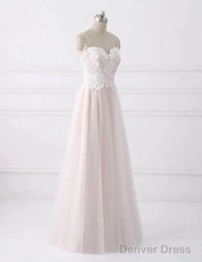 Spaghetti Straps Pink A-Line Floor Length Wedding Dresses