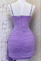 Spaghetti Straps Pleats Cute Homecoming Dress Mini Prom Dresses