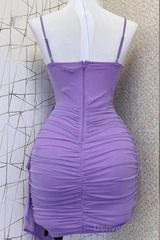 Spaghetti Straps Pleats Cute Homecoming Dress Mini Party Dress