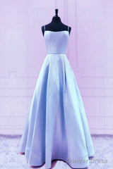 Spaghetti Straps Prom Dresses Satin Floor Length